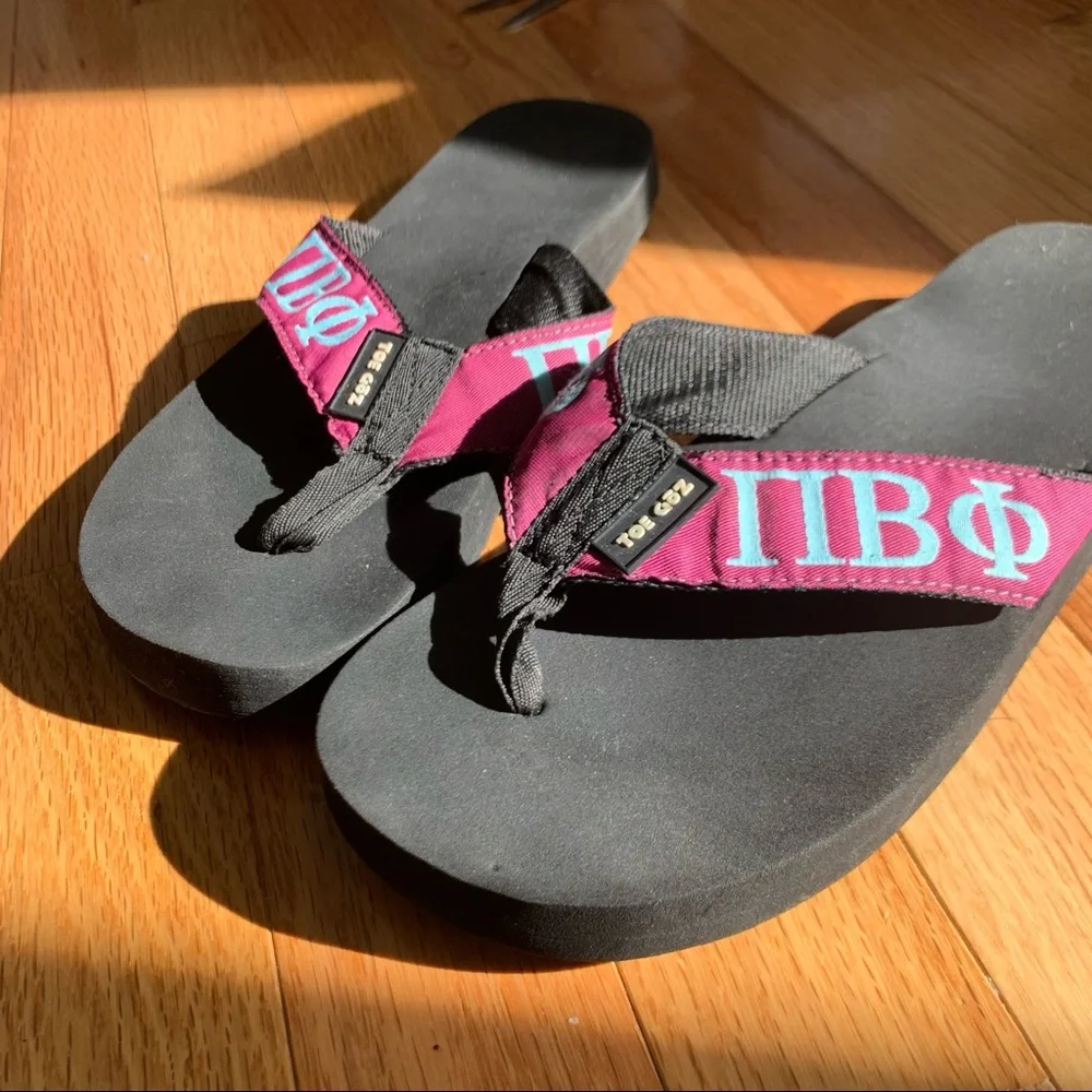 Pi Beta Phi Sorority Flip Flop Sandals - Women’s Size 7 / 37 - Toe Goz EUC - Picture 8 of 16